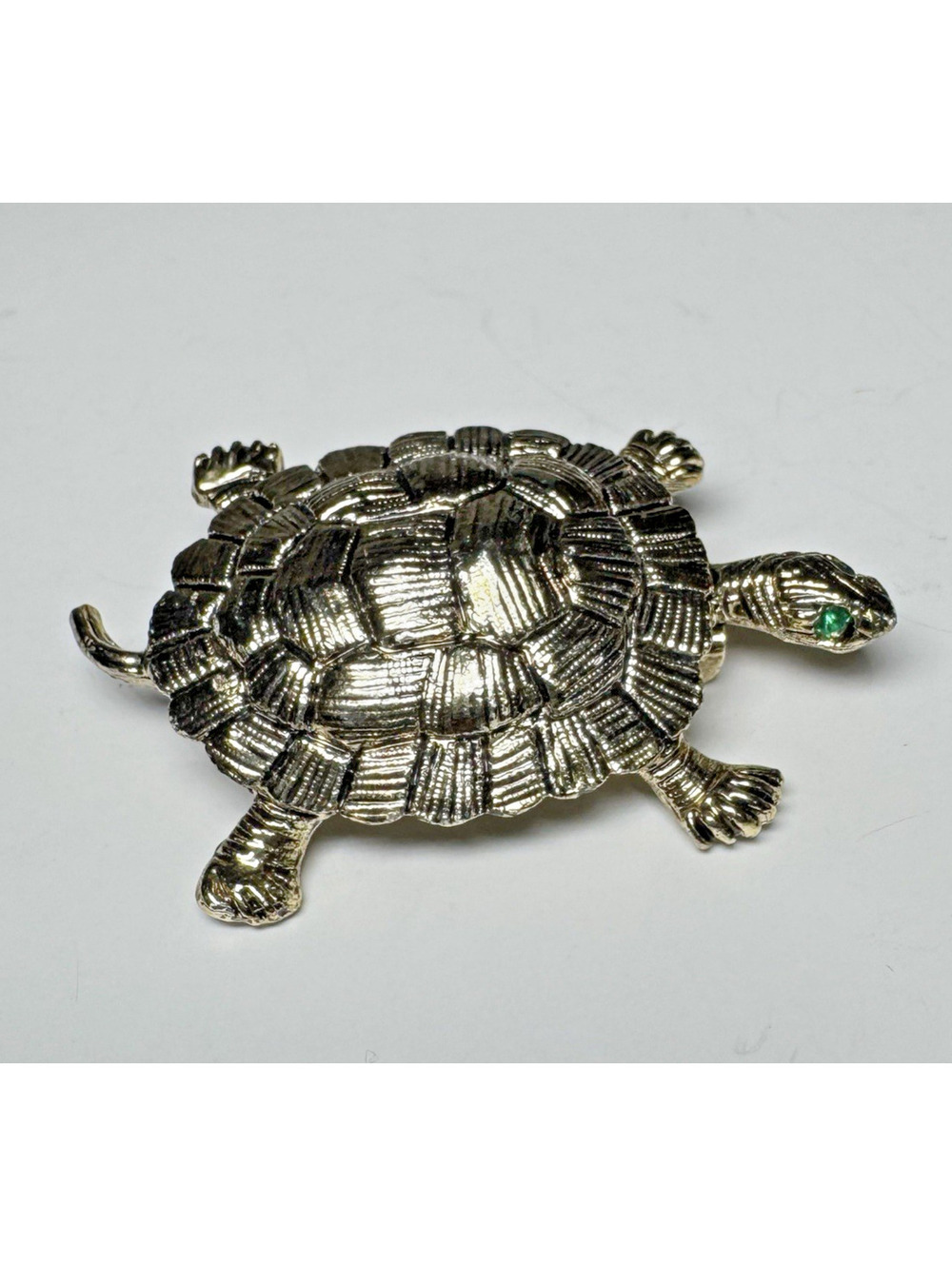 Vintage Gerry’s Turtle Brooch Gunmetal Silver Tone Figural Tortoise Pin